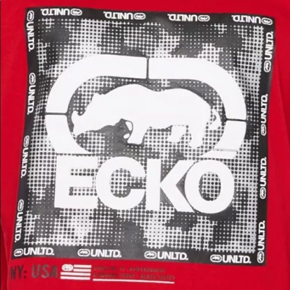 NWT Ecko Unltd Red Grey Long Sleeve Logo T-Shirt - Picture 3 of 3